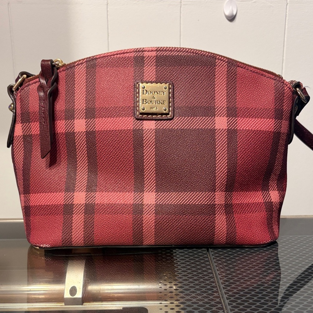 Dooney & Bourke Burgundy Plaid Crossbody Bag
